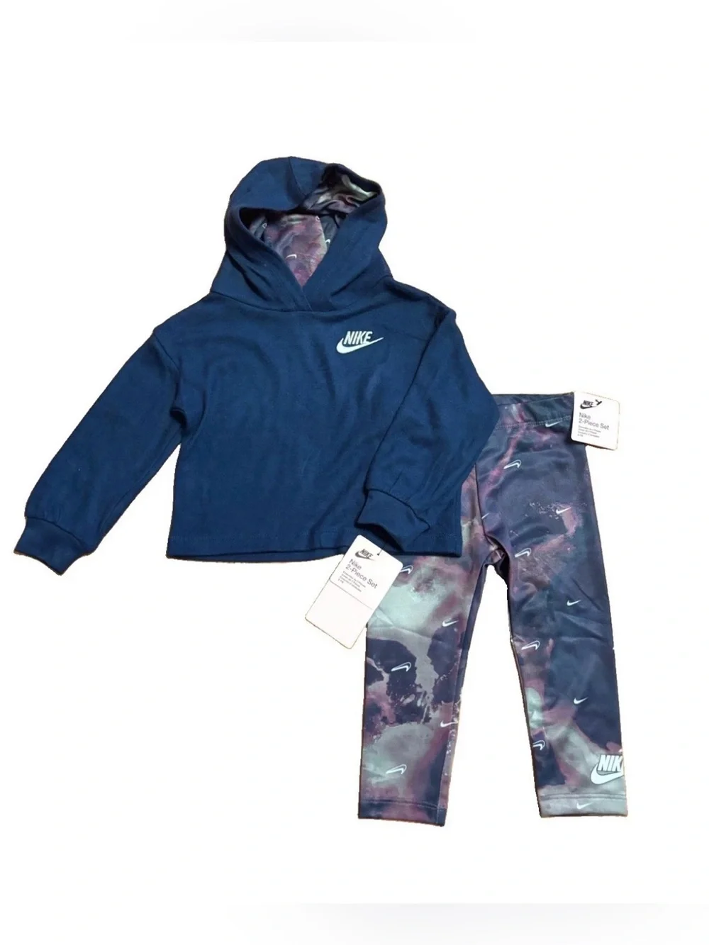 Nike Baby Girls Hoodie with Purple Galaxy Print Leggings - 18M